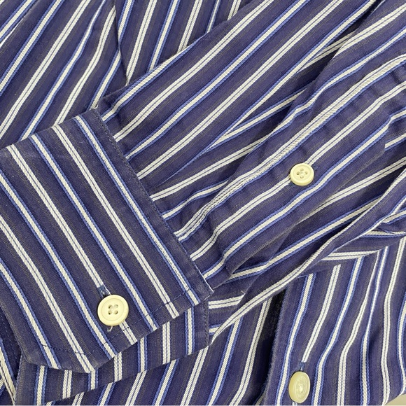 ❤️ Banana Republic Men’s Blue Striped Button-down Shirt - Picture 4 of 6